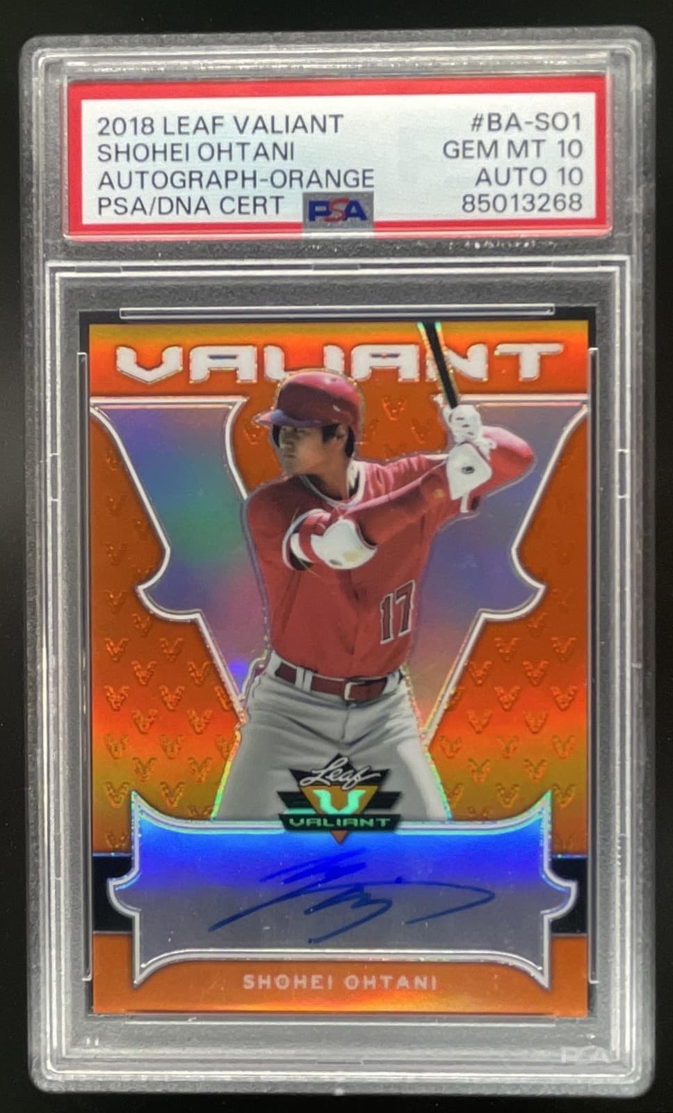 2018 Leaf Valiant Shohei Ohtani Orange Rookie RC Auto #/35 Angels PSA 10