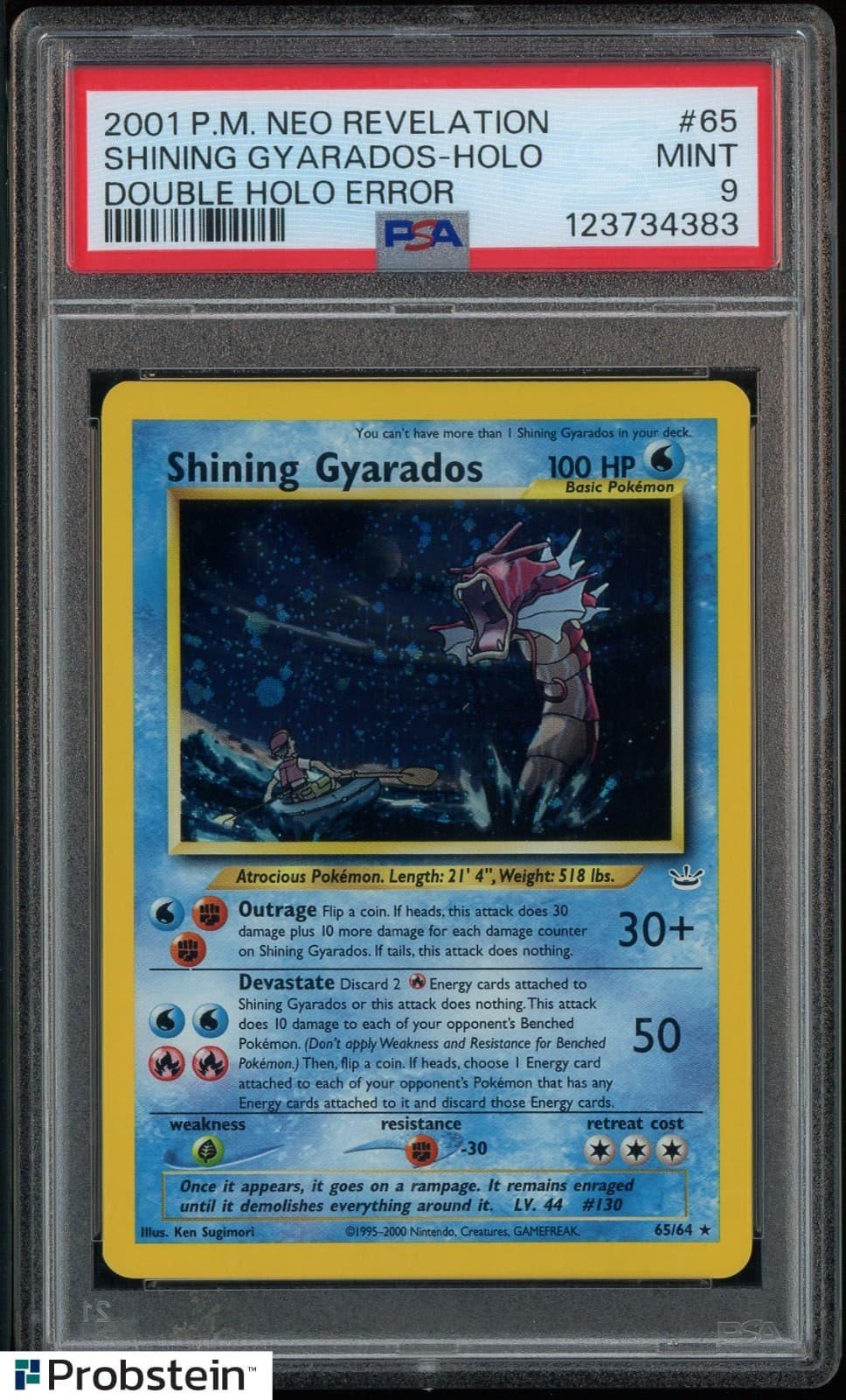 2001 Pokemon Neo Revelation 1st Edn #65 Shining Gyarados Double Holo Error PSA 9