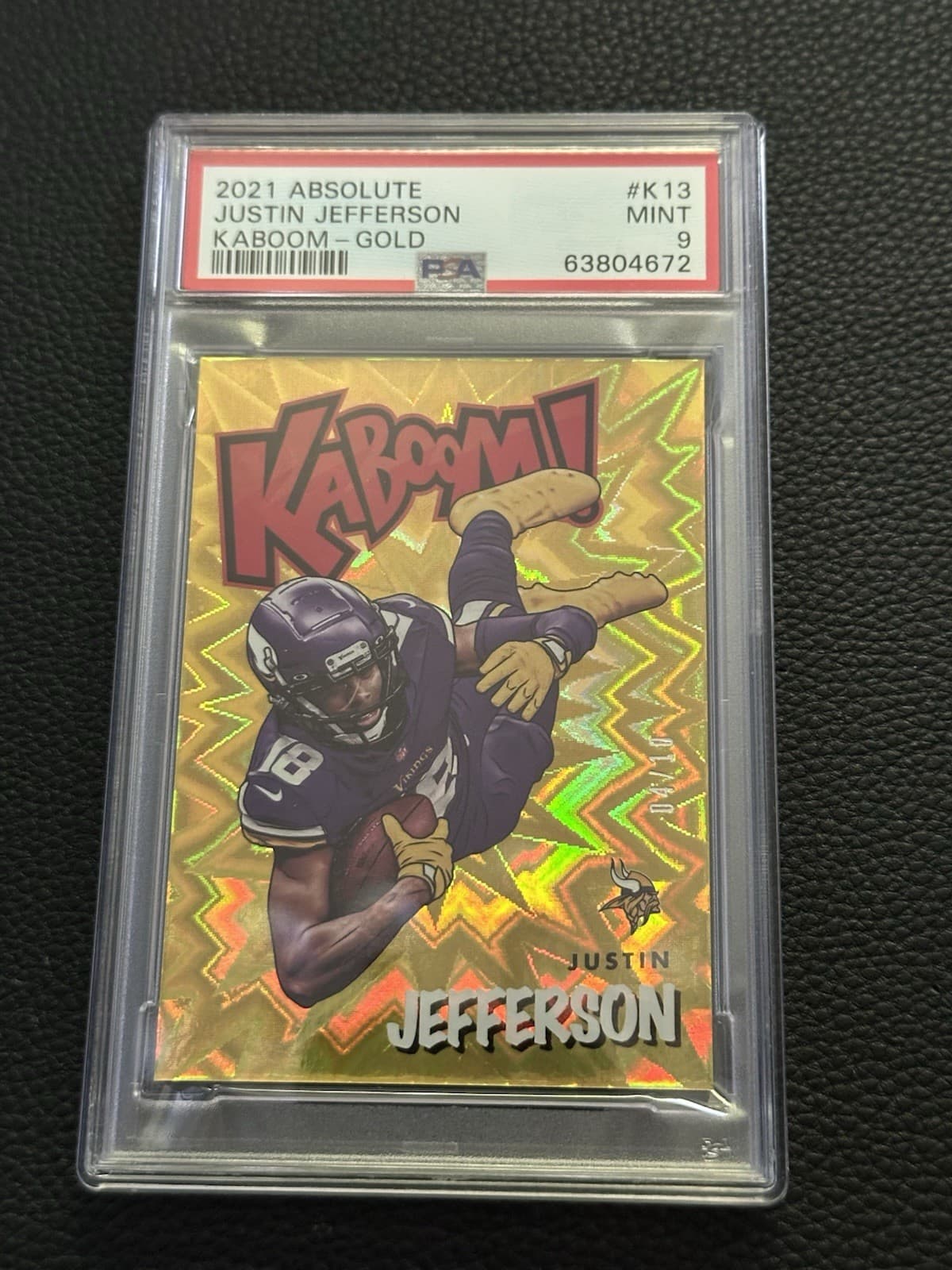 2021 Absolute Kaboom Gold Justin Jefferson #4/10 PSA 9 Vikings