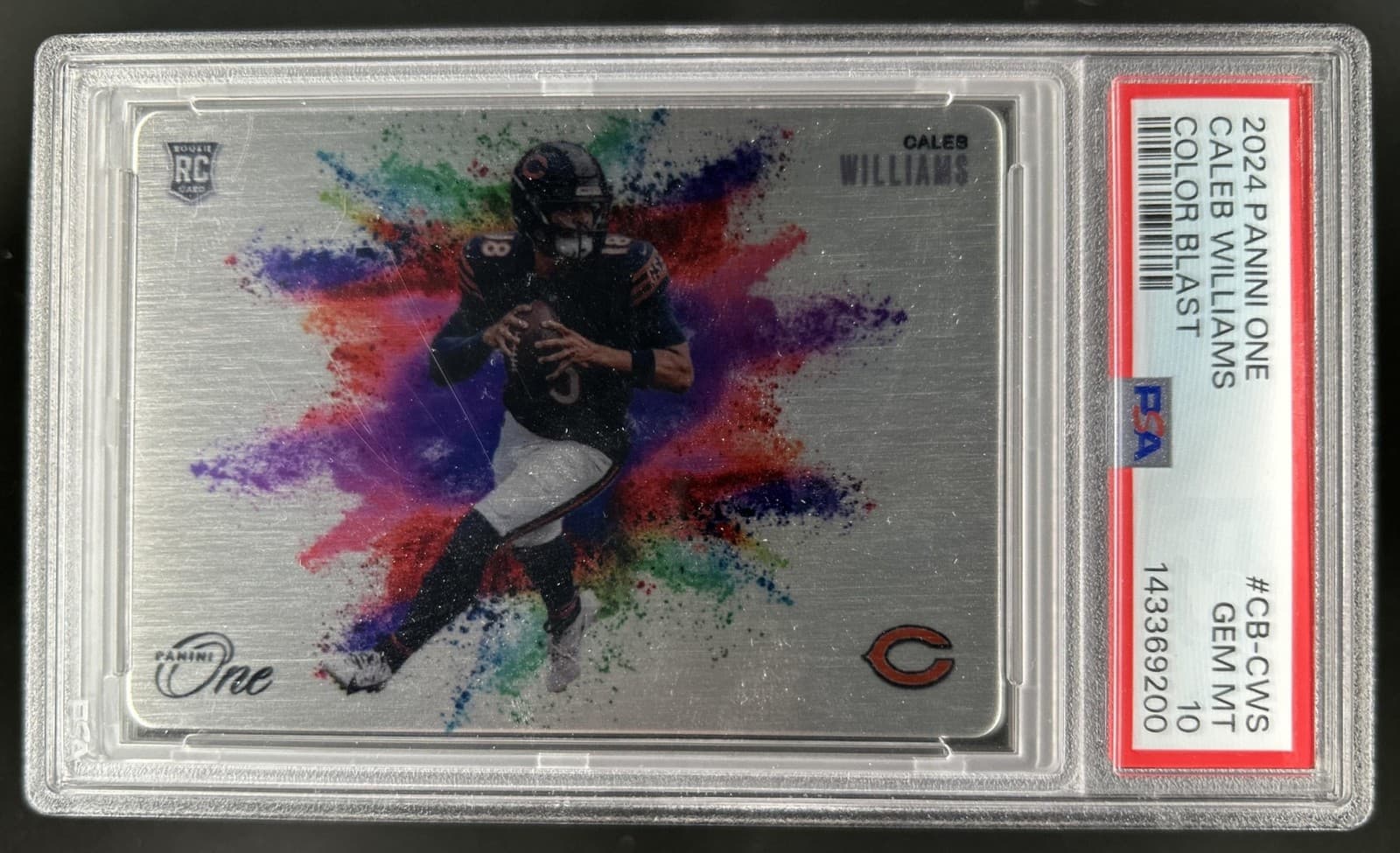 2024 Panini One Caleb Williams Color Blast Rookie RC #CB-CWS Bears PSA 10