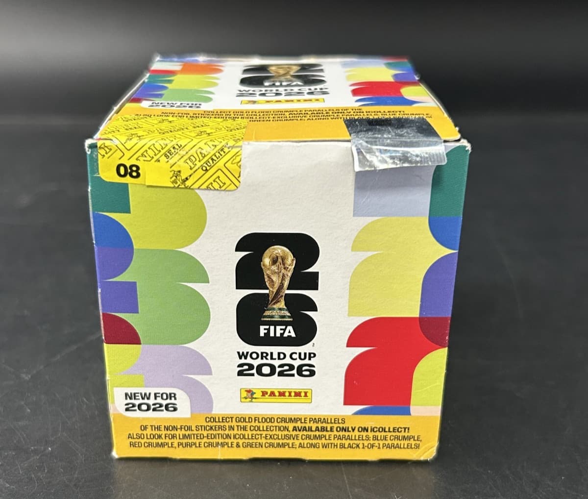 Panini FIFA World Cup 2026 Online Exclusive Gold Crumple Sticker Sealed Box Rare