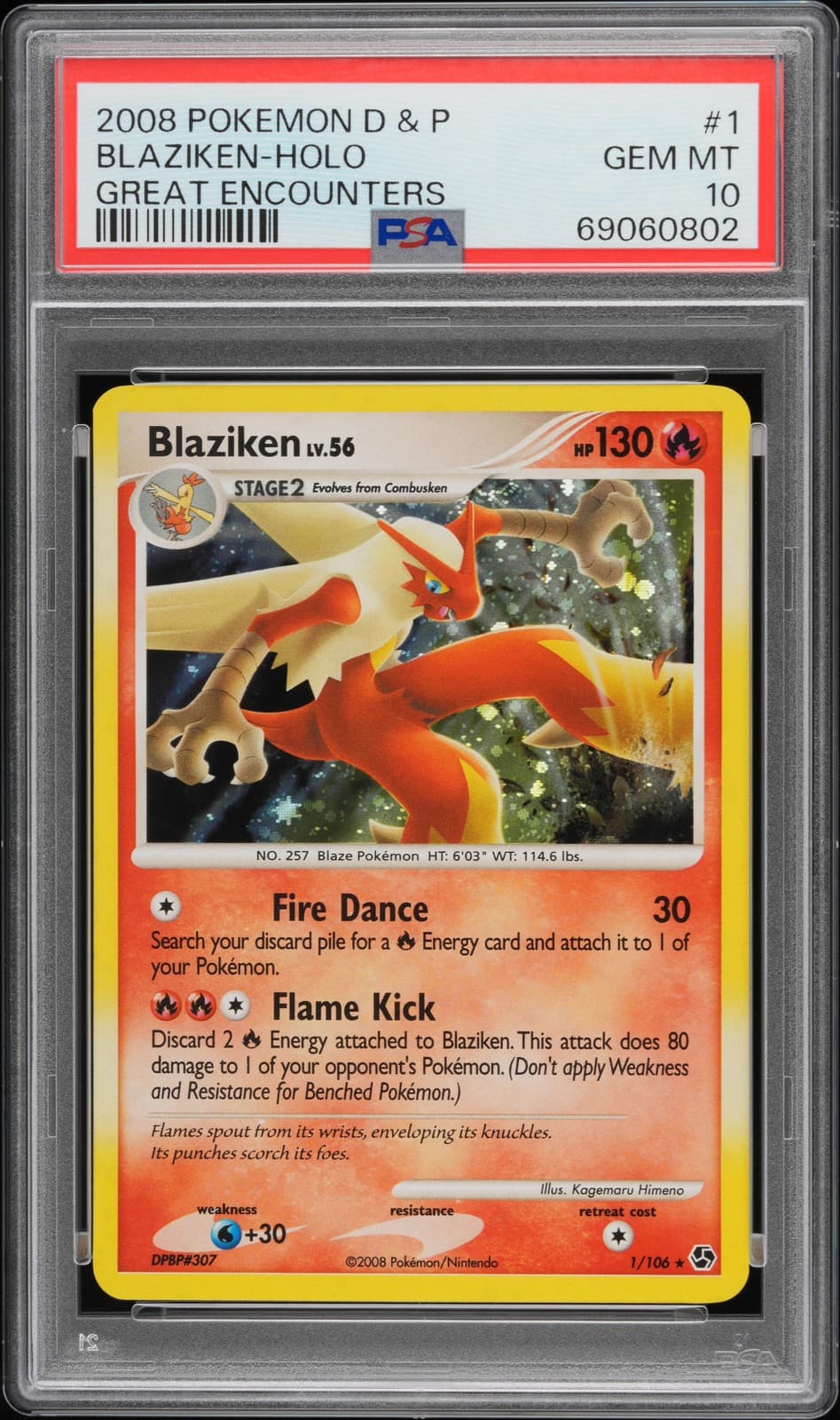 Pokemon Blaziken Holo Great Encounters 1/106 PSA 10 Gem Mint