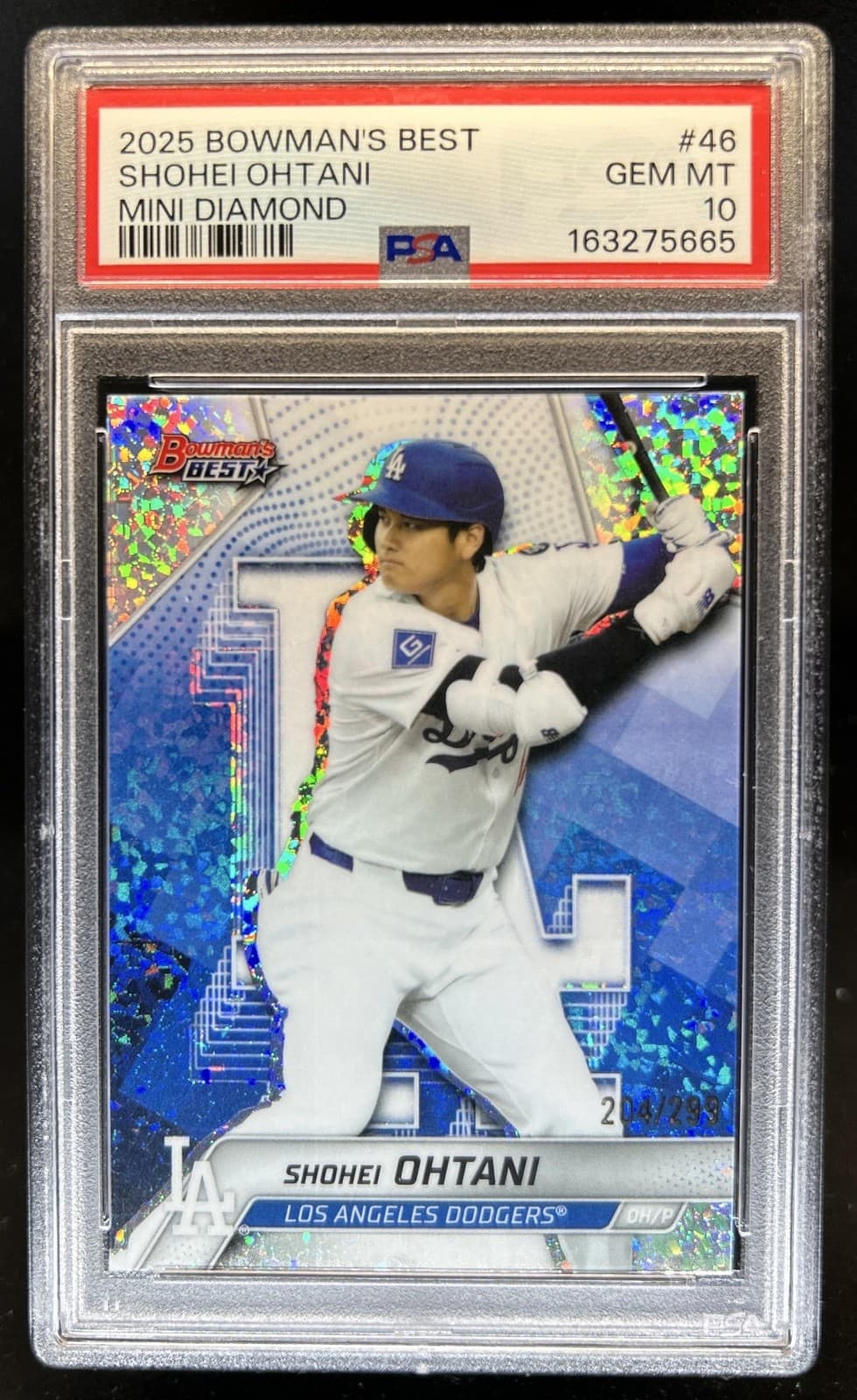 2025 Bowman's Best Shohei Ohtani Mini Diamond Refractor #/299 Dodgers PSA 10