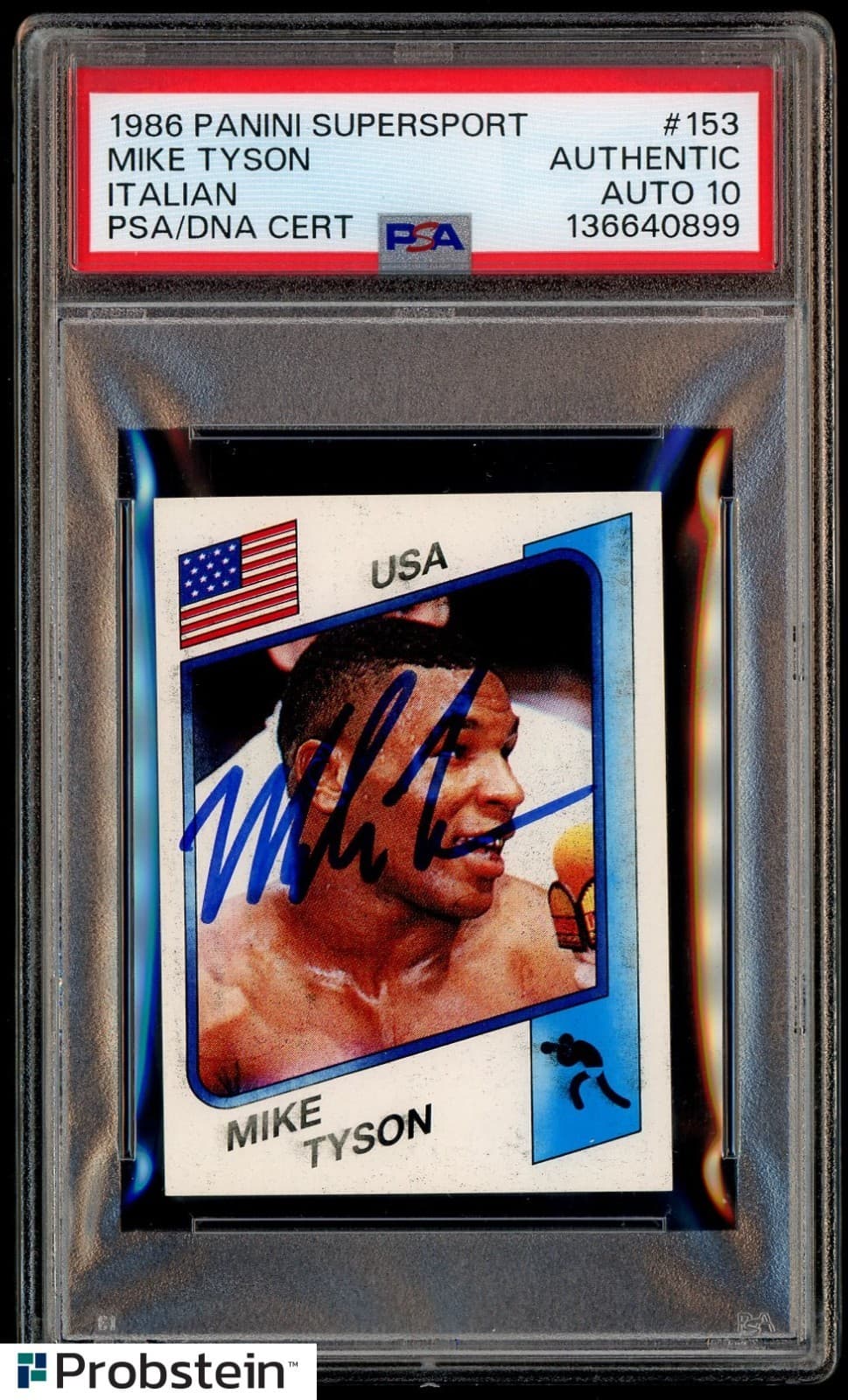 1986 Panini Supersport Italian Mike Tyson RC Rookie PSA/DNA 10 Authentic AUTO