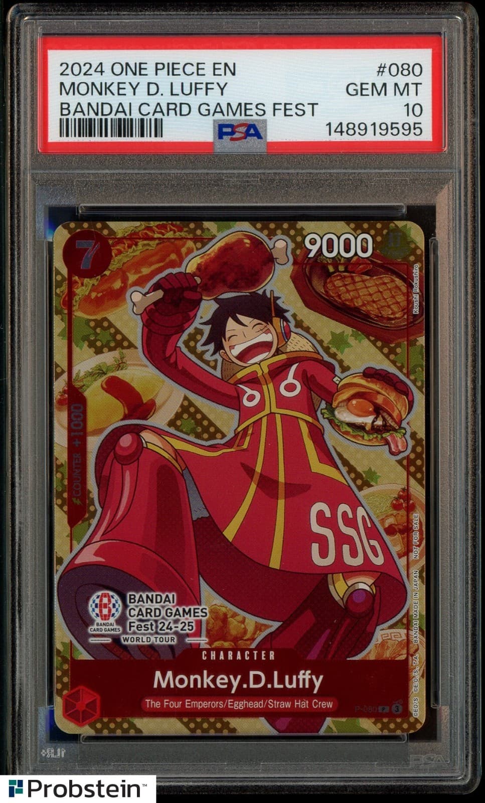 2024 One Piece EN Bandai Card Game Fest #080 Monkey D Luffy PSA 10 GEM MINT