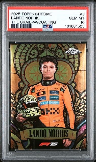 2025 Topps Chrome F1 Lando Norris The Grail 5 With Coating *POP 1* PSA 10