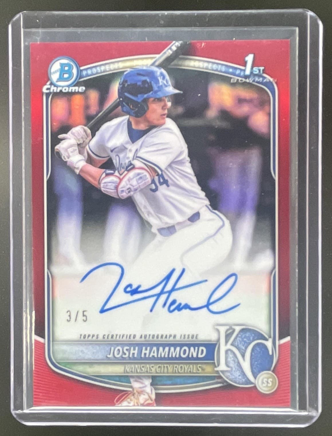 2025 Bowman Draft Josh Hammond Chrome Auto Red Refractor 1st Prospect #/5 Royals