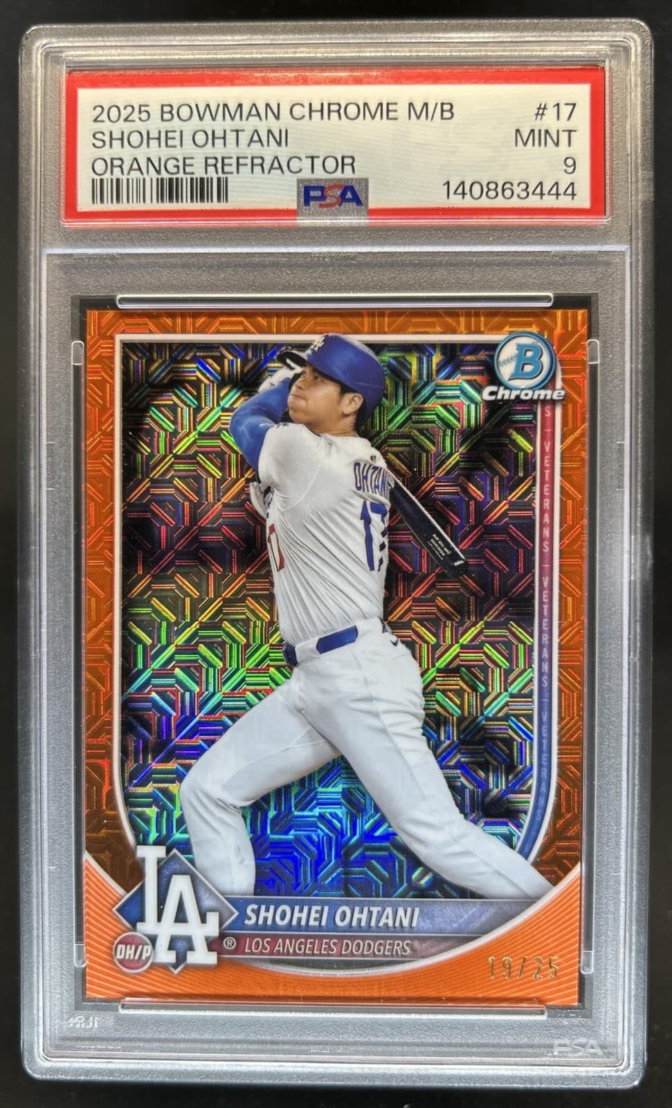 2025 Bowman Chrome Mega Box Shohei Ohtani Orange Mojo Refractor #/25 PSA 9