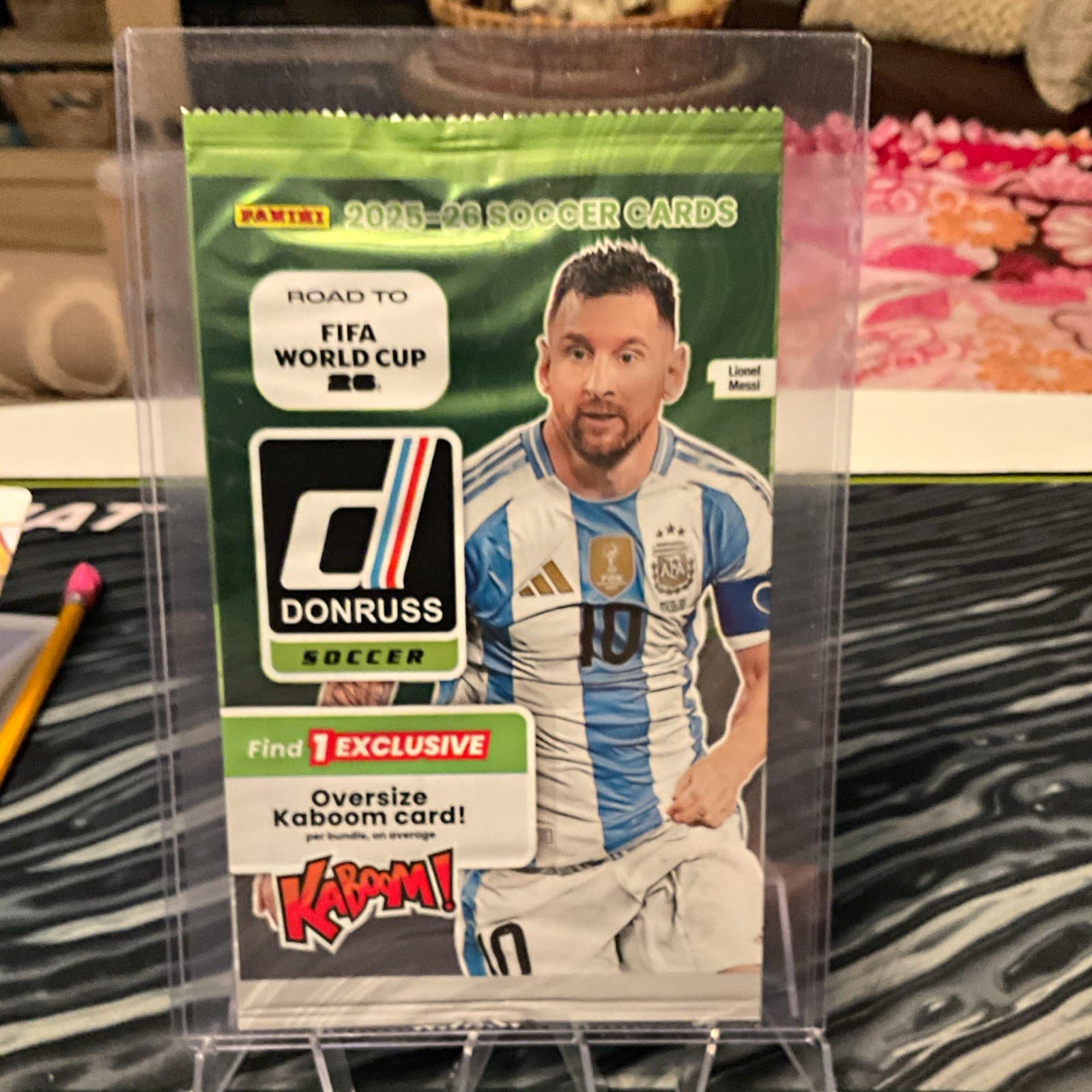 Panini Soccer Road to FIFA World Cup 25/26 Messi Kaboom! Unopened with card. OS