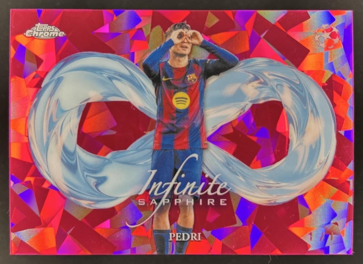 2025-26 Topps Chrome UCC Sapphire Pedri Padparadscha Infinite Sapphire #1/1