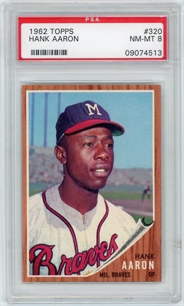 1962 Topps Baseball #320 Hank Aaron PSA 8 Gorgeous Card!