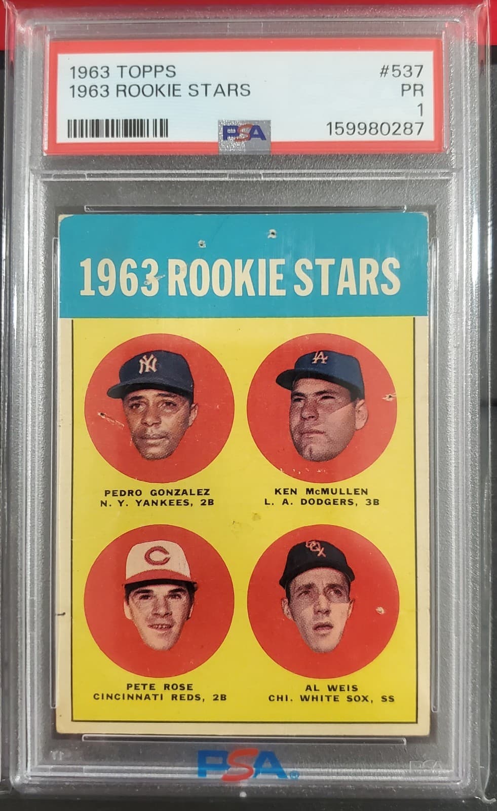 1963 Topps #537 Pete Rose Rookie PSA 1 Vintage RC Baseball Card