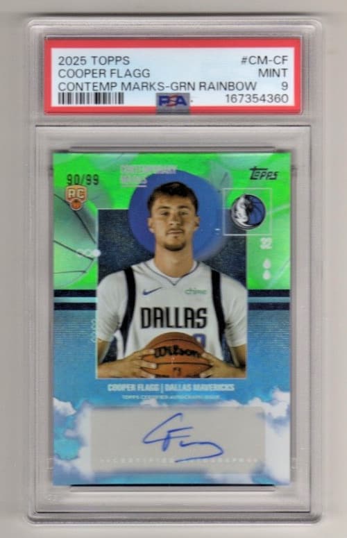 COOPER FLAGG 2025-26 Topps Contemporary Marks RC Green Rainbow AUTO #/99 PSA 9