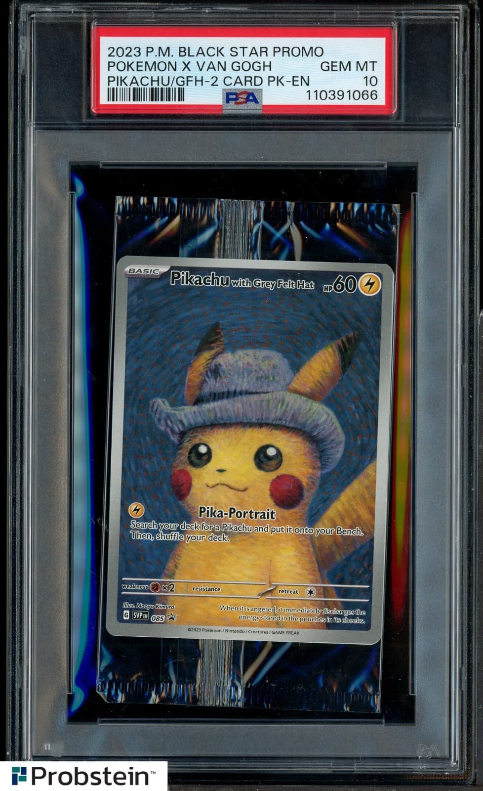 Pokemon Pikachu with Grey Felt hat Van Gogh 085 Graded Sealed Promo PSA 10
