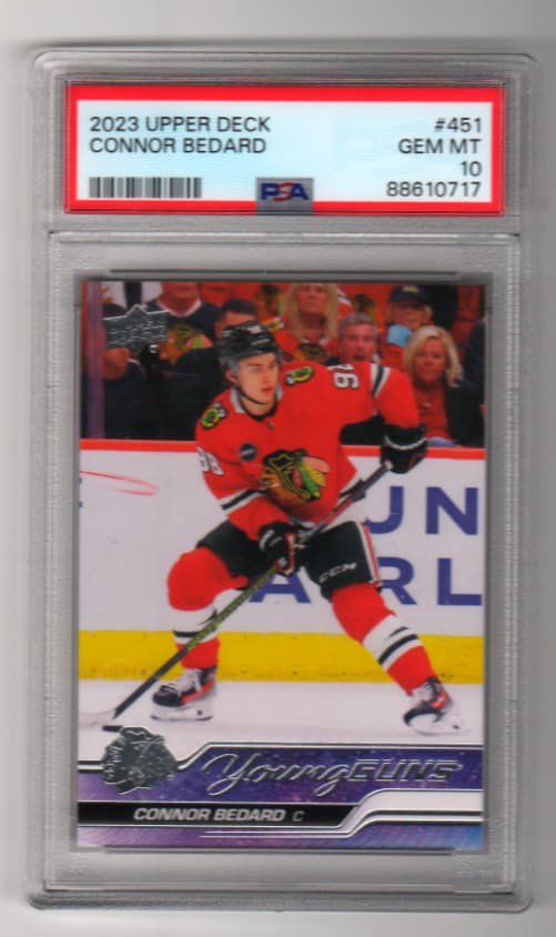 2023-24 Upper Deck #451 Connor Bedard Hawks Rookie Young Guns PSA 10