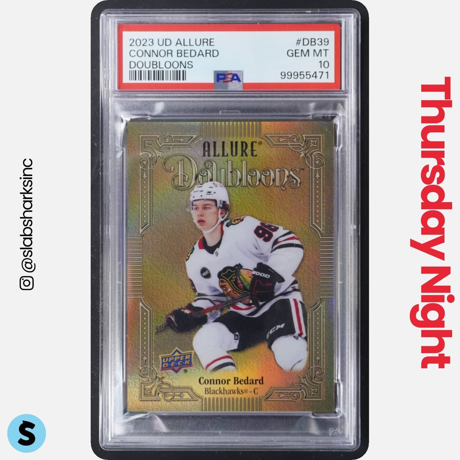2023 UPPER DECK ALLURE #DB-39 CONNOR BEDARD DOUBLOONS RC SSP ROOKIE PSA 10