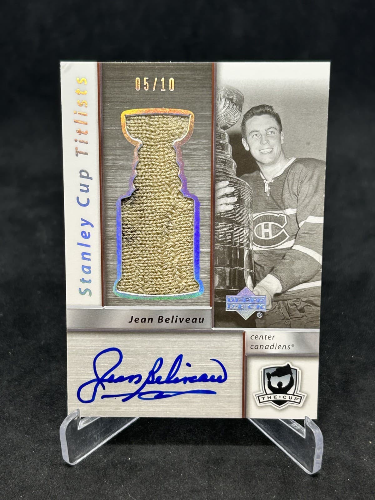 2005-06 Upper Deck The Cup Jean Beliveau Stanley Cup Titlists Patch Auto /10