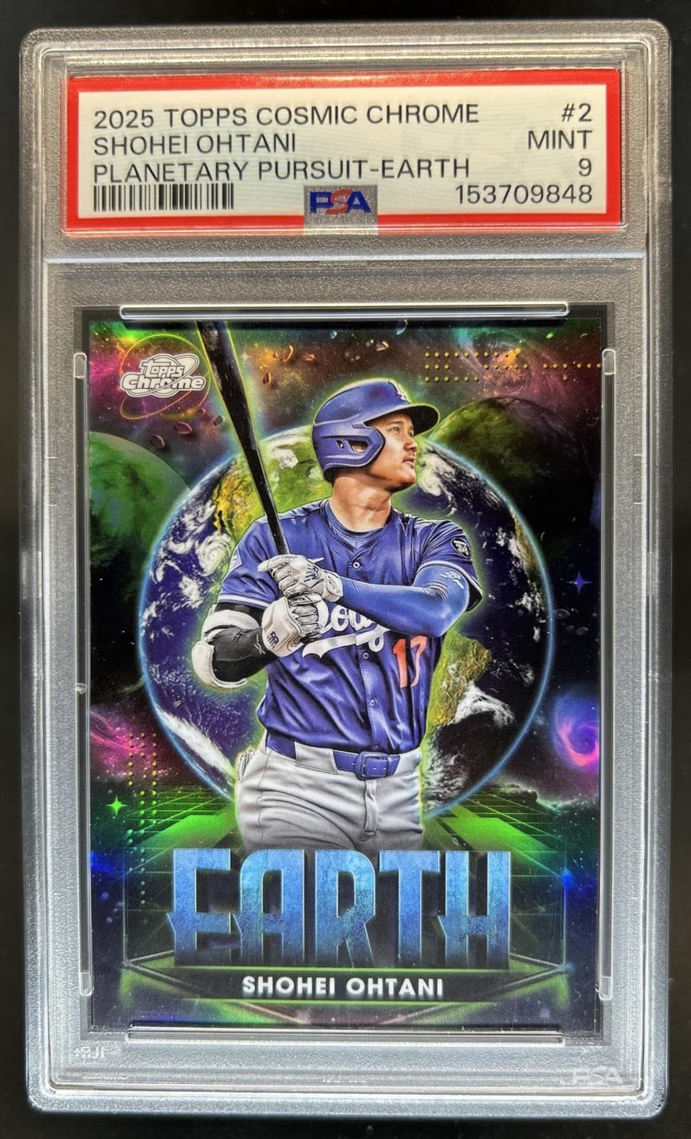 2025 Topps Cosmic Chrome Shohei Ohtani Planetary Pursuit SP Earth #PPE-2 PSA 9