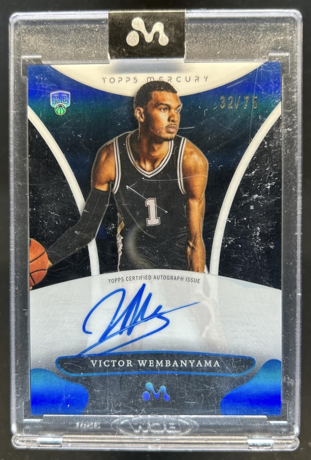 2023-24 Topps Mercury Victor Wembanyama Auto RC Blue Refractor #/75 Spurs