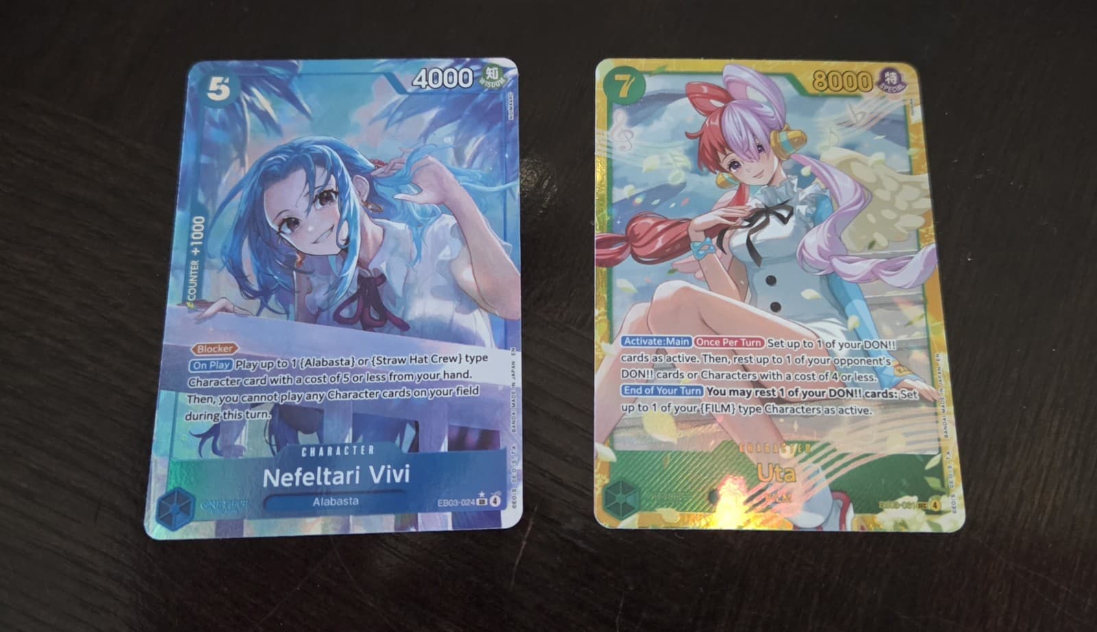 Bandai One Piece Card Game EB03 Holo Character Cards Nefeltari Vivi & Uta Lot