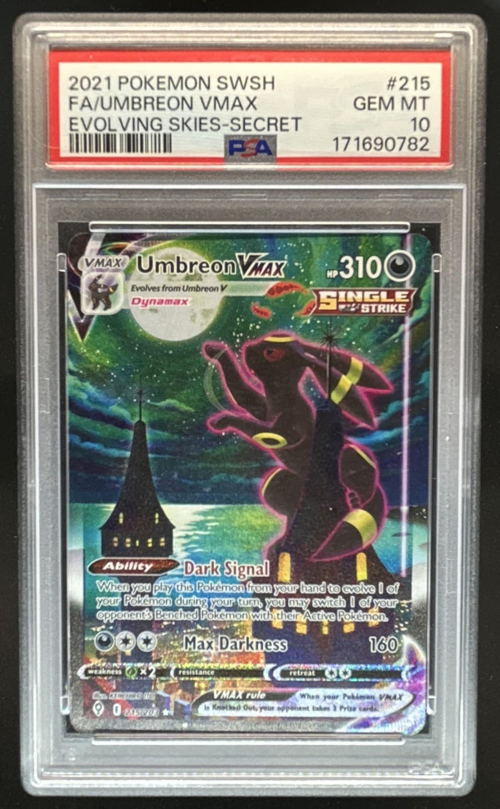 2021 Pokemon SWSH Evolving Skies Umbreon VMAX #215/203 PSA 10 GEM MINT GEM MINT