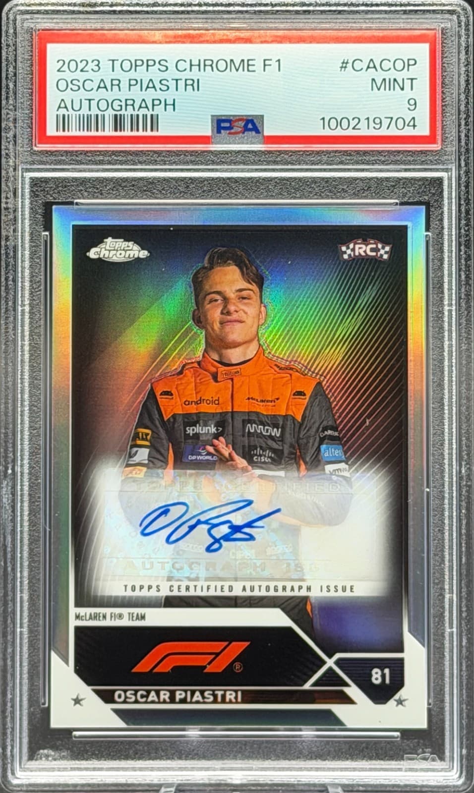 2023 Topps Chrome Formula 1 F1 Oscar Piastri Rookie Autograph CACOP