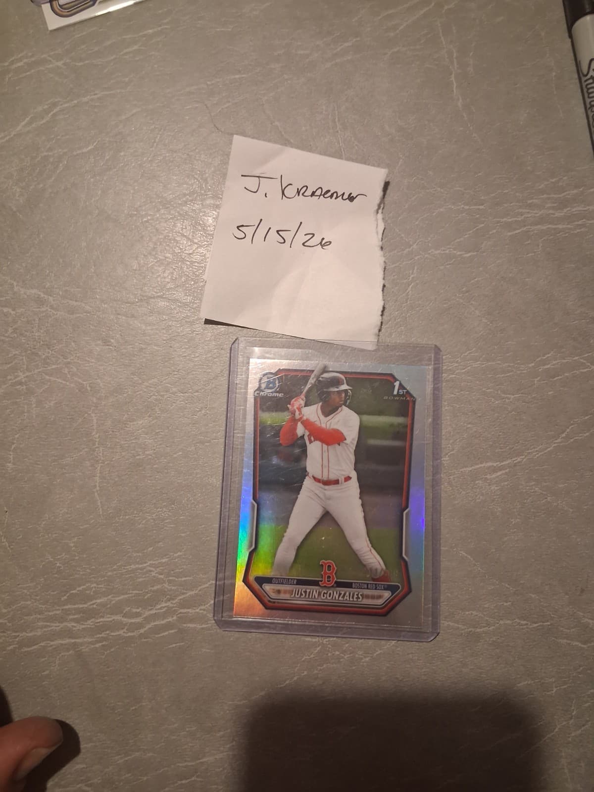 2026 Bowman Baseball Justin Gonzales 1st Bowman Chrome Refractor /499 Red Sox