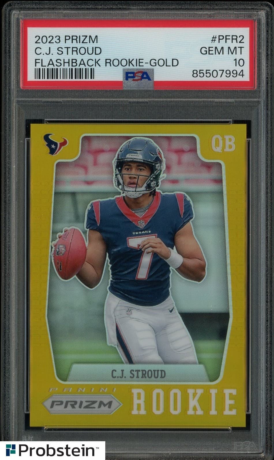 2023 Panini Gold Prizm Flashback #PFR2 CJ Stroud RC Rookie 2/10 PSA 10 GEM MINT