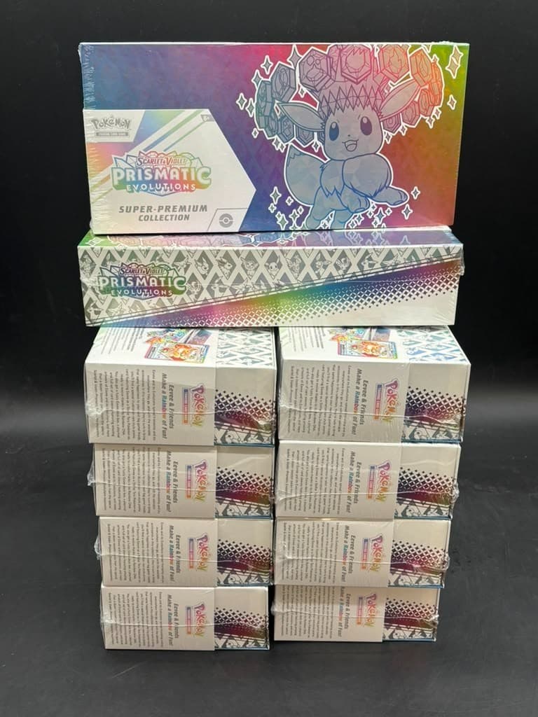 Lot of (10) Pokemon Prismatic Evolutions Super Premium Collection Boxes SEALED