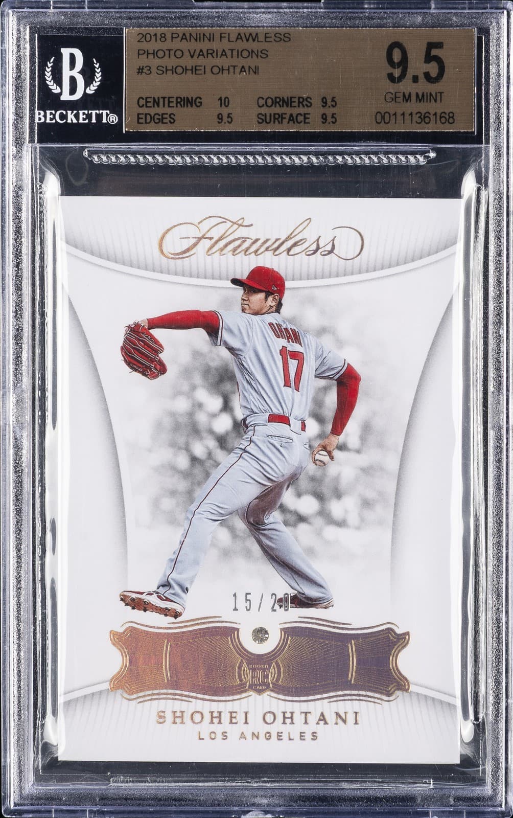2018 PANINI FLAWLESS PHOTO VARIATIONS #3 SHOHEI OHTANI ROOKIE RC /20 BGS 9.5