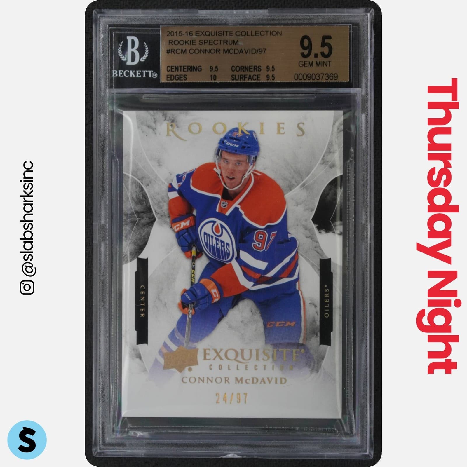 2015 Black Diamond #Rcm Connor Mcdavid Exquisite Rookies Spectrum Rc /97 Bgs 9.5