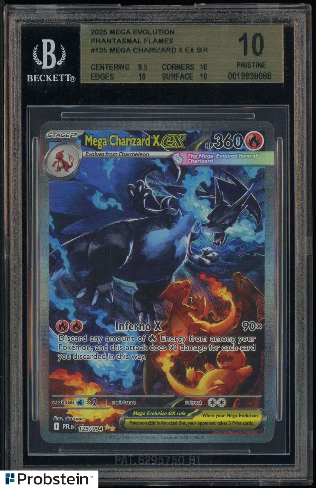 2025 POKEMON PFL EN-PHANTASMAL FLAMES #125 MEGA CHARIZARD X EX BGS 10 PRISTINE