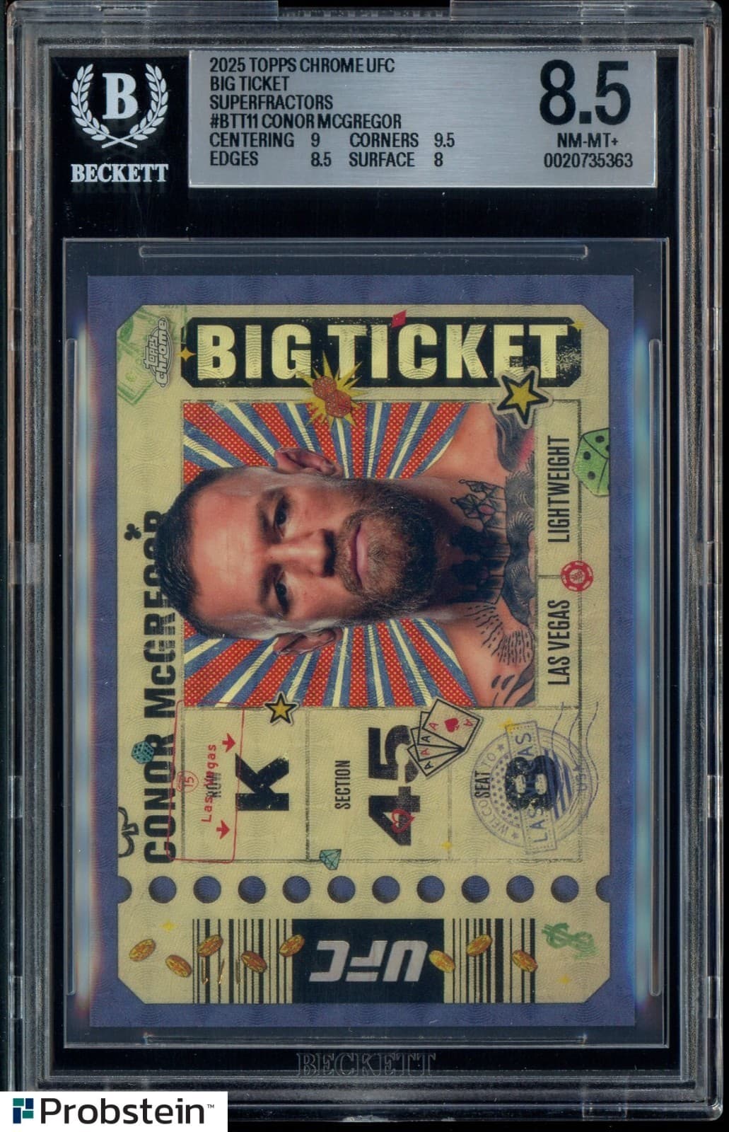 2025 Topps Chrome UFC Big Ticket Superfractor Conor McGregor 1/1 BGS 8.5 NM-MT+