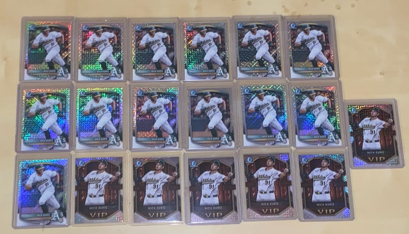 Lot Of 19 Nick Kurtz Bowman Baseball Chrome Mojo Refractor Cards #BCP-114 #VIP-2