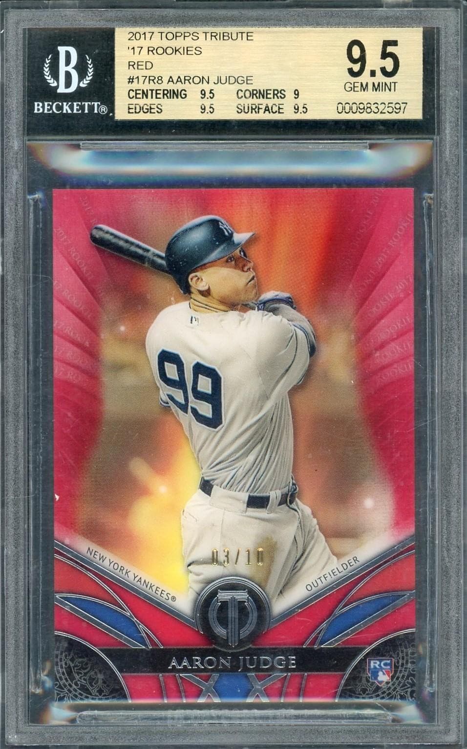 2017 Topps Tribute Aaron Judge Rookie Red /10 BGS 9.5