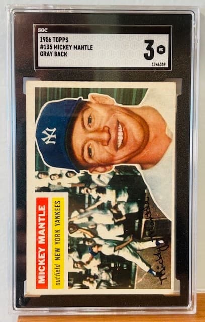 1956 Topps "Mickey Mantle" #135 Gray Back SGC 3