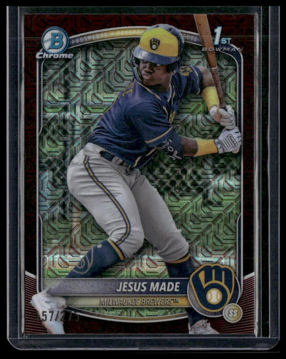 2025 Bowman #BCP-50 Jesus Made Chrome Prospects Mojo Burgundy Refractor #/275
