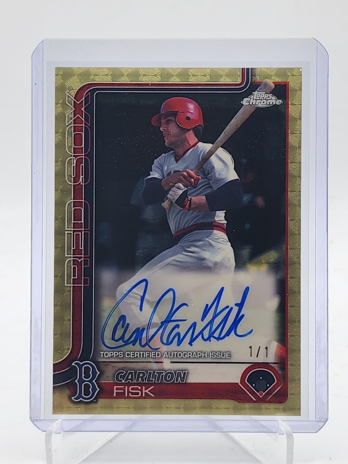 CARLTON FISK 2025 TOPPS CHROME LEGENDS SUPERFRACTOR AUTO 1/1 RED SOX Q5547