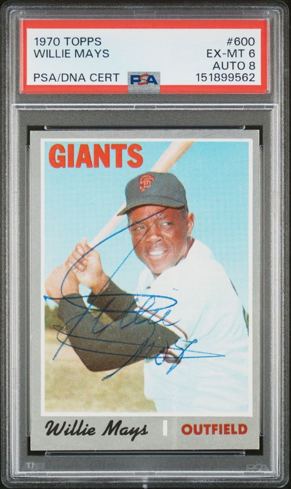 1970 Topps Willie Mays Card - Autographed - Graded Psa 6 • Auto: Nm-Mt 8