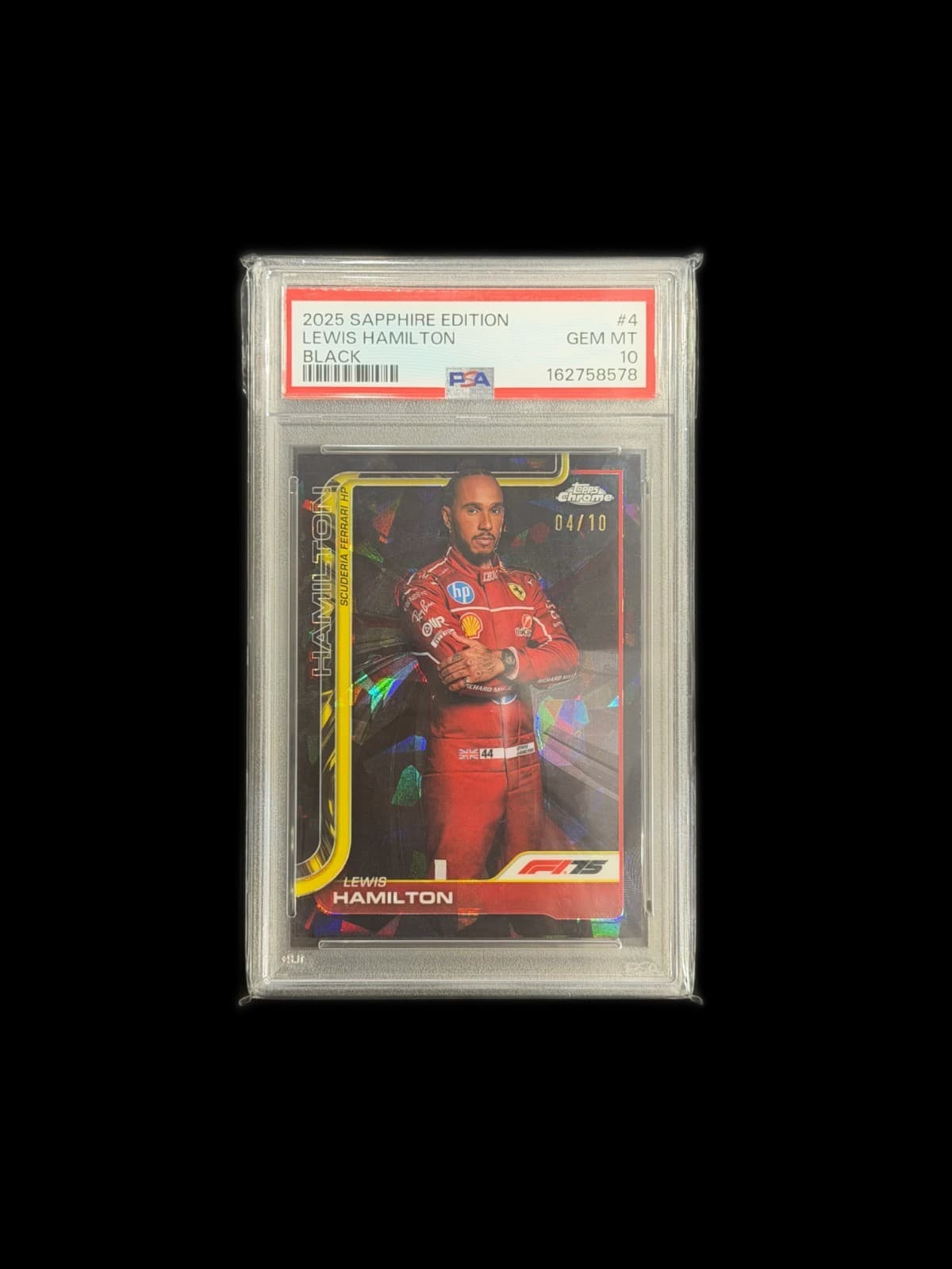 2025 Topps Chrome Sapphire F1 Lewis Hamilton Portrait Black 4/10 #4 PSA 10 VVQ