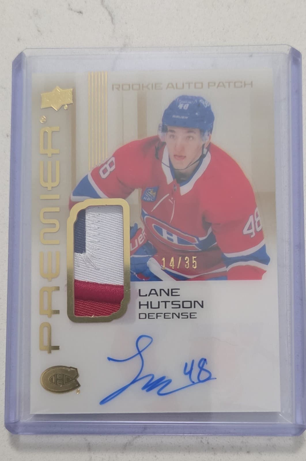 2024-25 Upper Deck Premier - Acetate Rookie Auto Patch Lane Hutson #AR-LH...