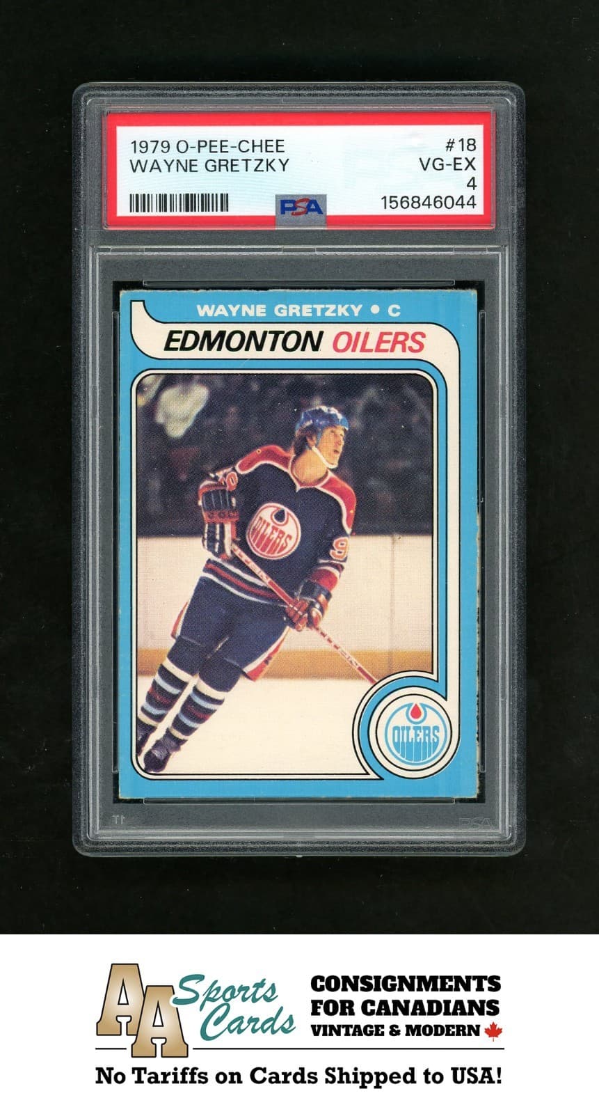 1979-80 OPC O-PEE-CHEE WAYNE GRETZKY ROOKIE RC #18 PSA 4 (VG-EX) W/ BLUE LINES