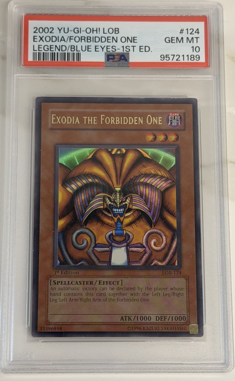 Yu-Gi-Oh! LOB #124 Exodia the Forbidden One 1st Edition PSA 10 Glossy