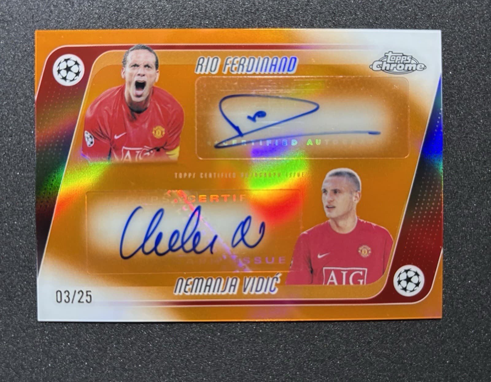 2025-26 Topps Chrome UEFA Club Competitions Ferdinand/Vidic Dual Auto Orange /25