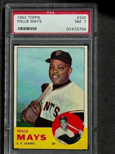 1963 TOPPS #300 WILLIE MAYS GIANTS HOF PSA 7
