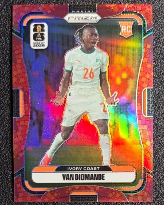 Yan Diomande 2026 Panini Prizm FIFA World Cup Maple Leaf Prizm RC /86 #257
