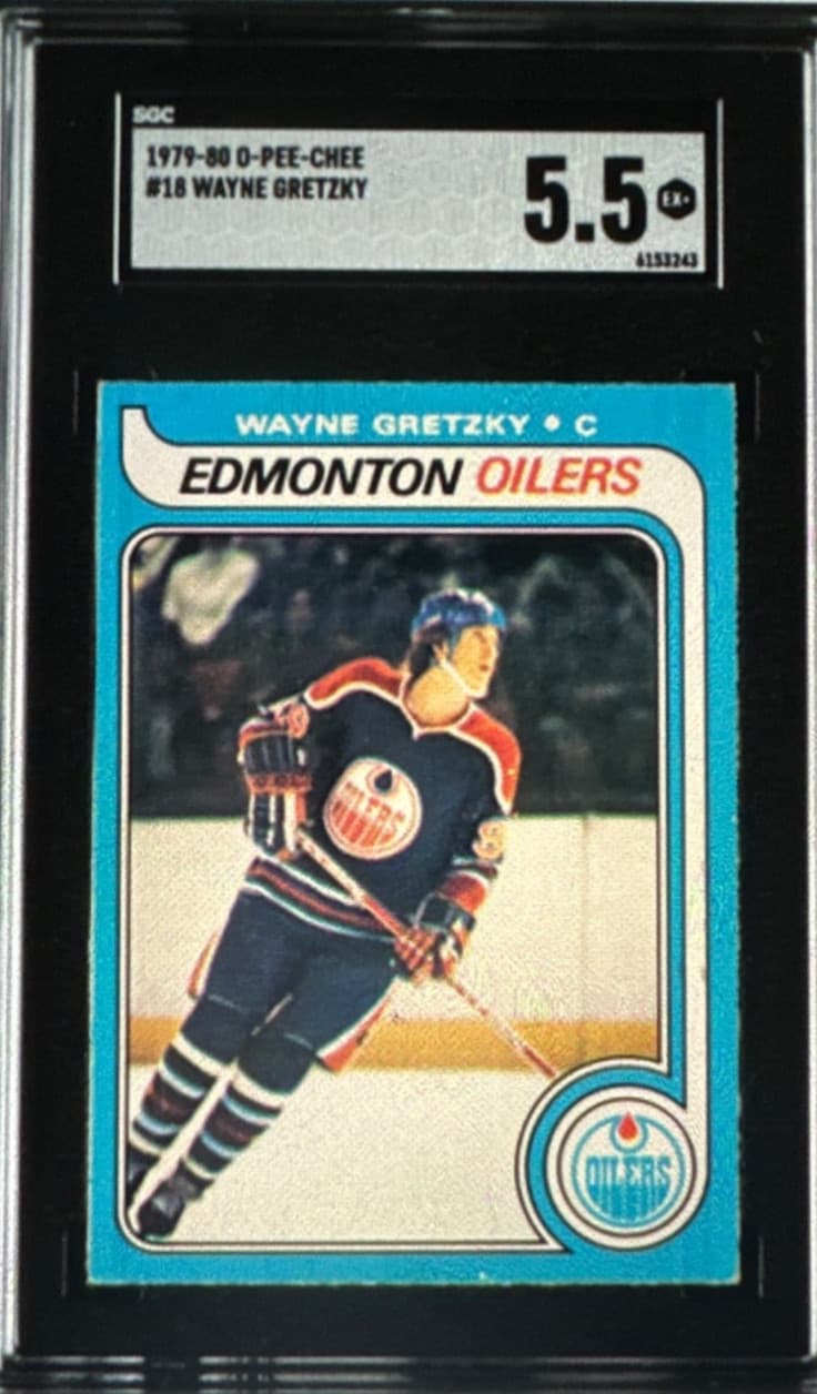 1979-80 Topps #18 Wayne Gretzky Rookie sgc 5.5 Vintage HOF RC Hockey Card (4683)