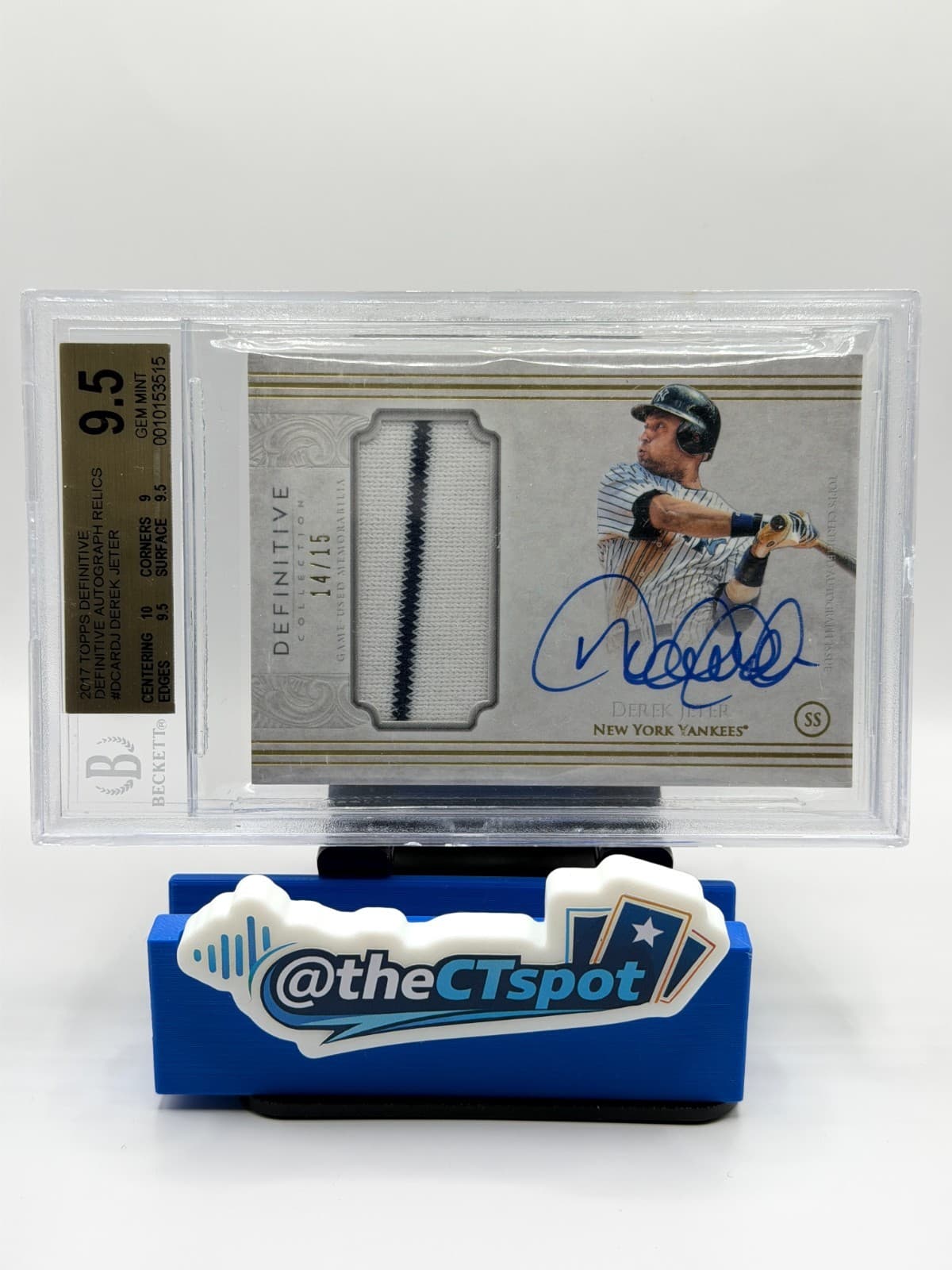 2017 Topps Definitive Collection #DCARDJ Auto Relics Derek Jeter BGS 9.5 Auto 10