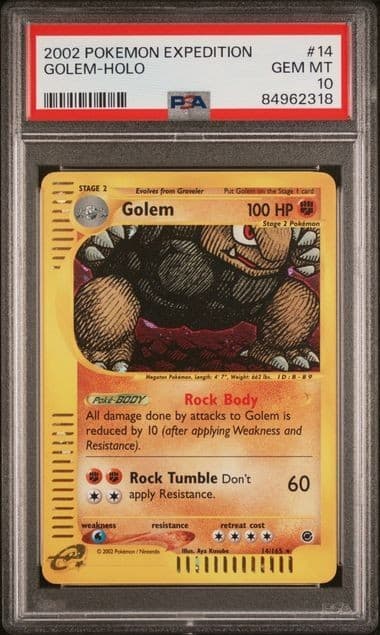 2002 Pokemon Expedition #14 Golem-Holo Psa Gem Mt 10