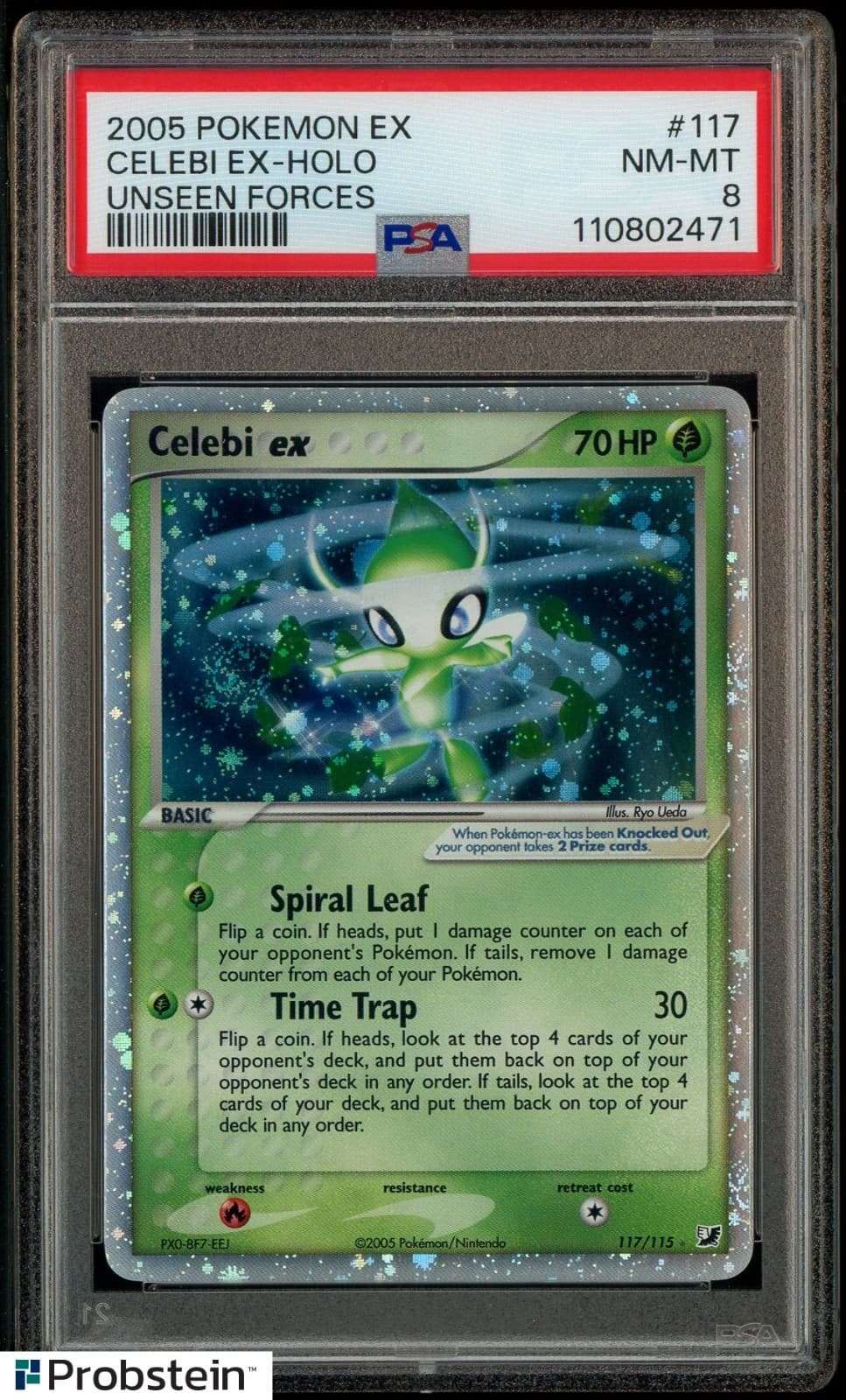 2005 Pokemon Ex Unseen Forces #117 Celebi Ex - Holo PSA 8 NM-MT